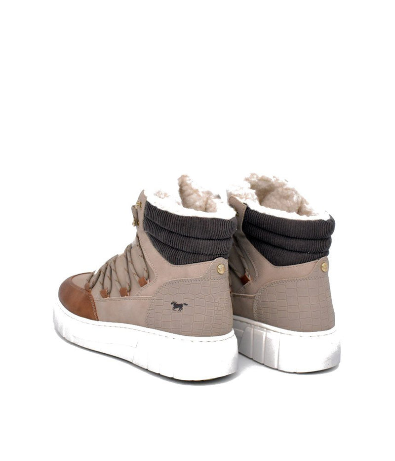 Mustang Cosy Taupe Winter Hi-Top Boots