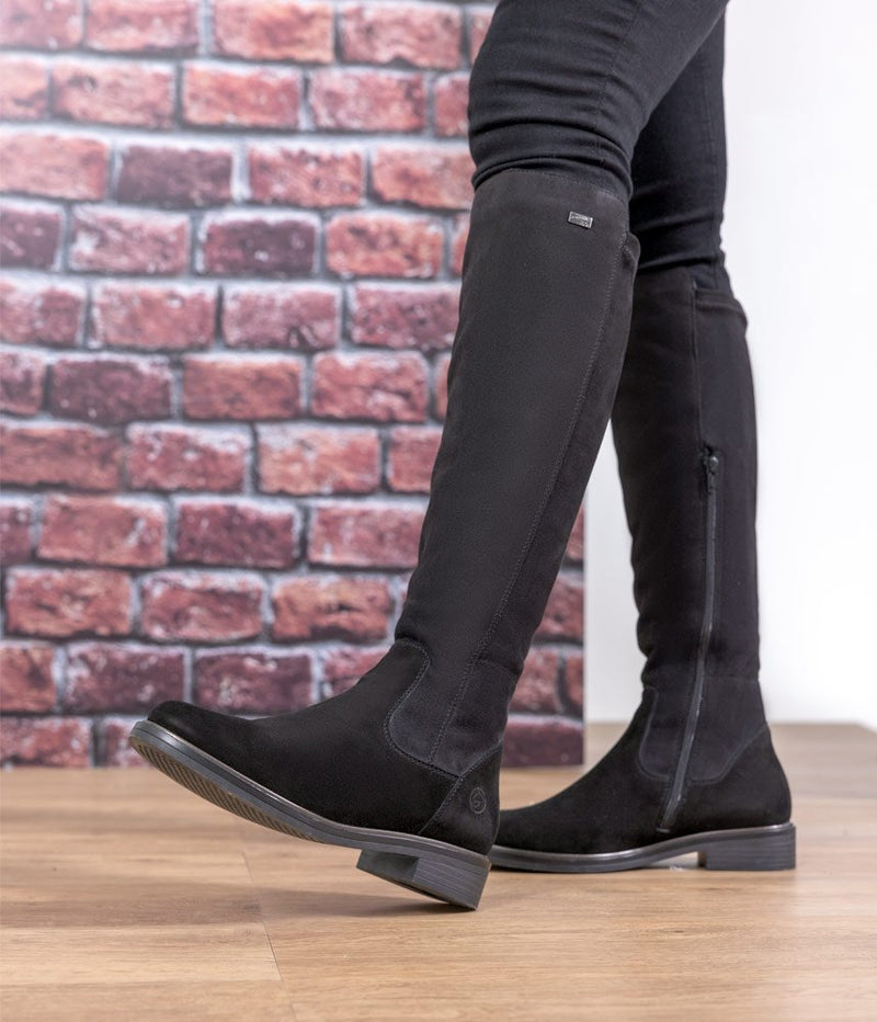 Remonte Fashionable Black Suede Knee High Boots