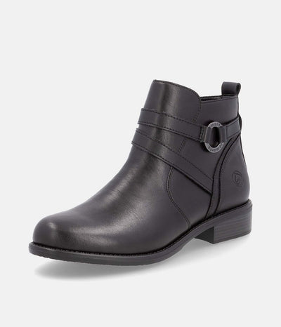 Remonte Classic Black Leather Ankle Boots