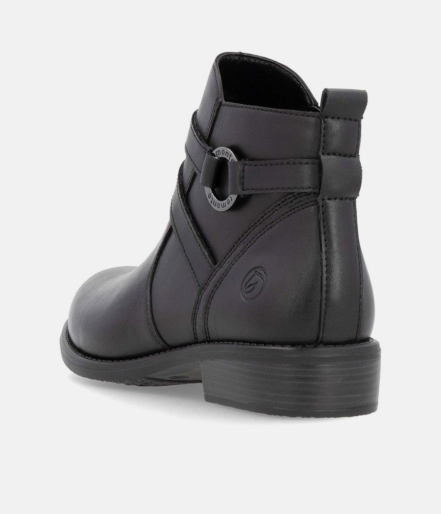 Remonte Classic Black Leather Ankle Boots