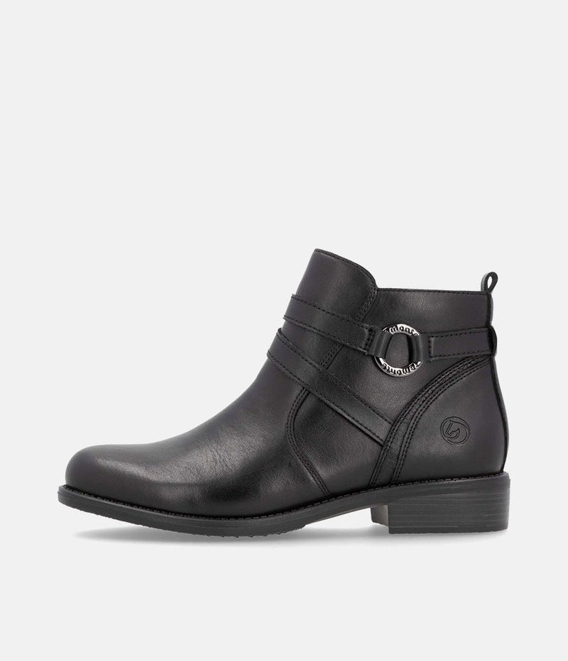 Remonte Classic Black Leather Ankle Boots