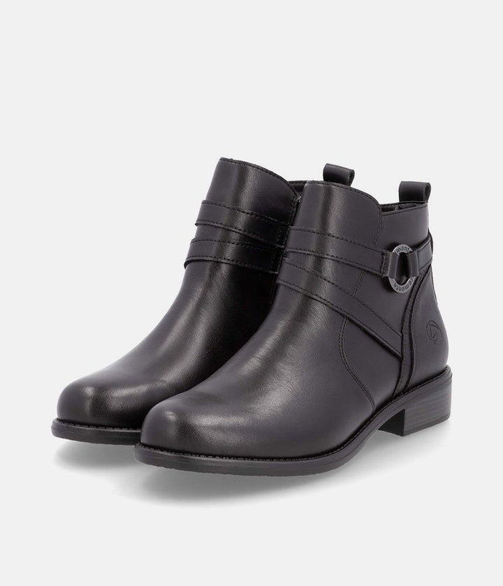 Remonte Classic Black Leather Ankle Boots