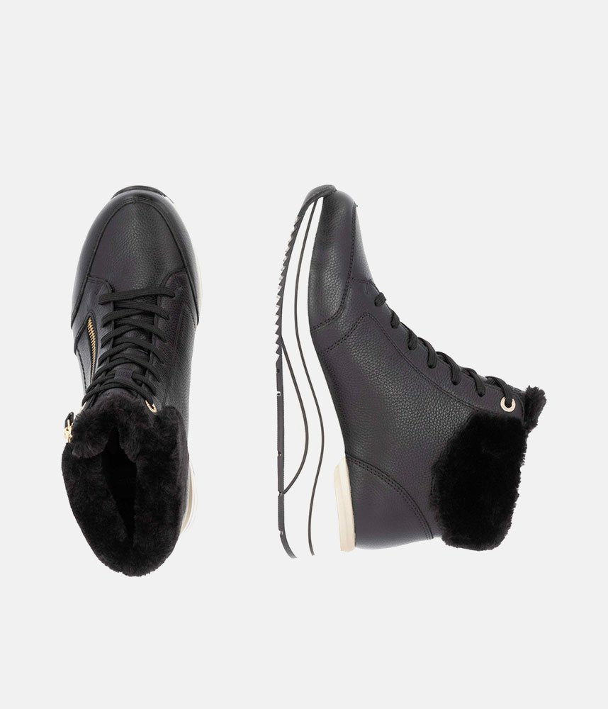 Remonte Stylish Wide Fit Black Wedge Sneakers