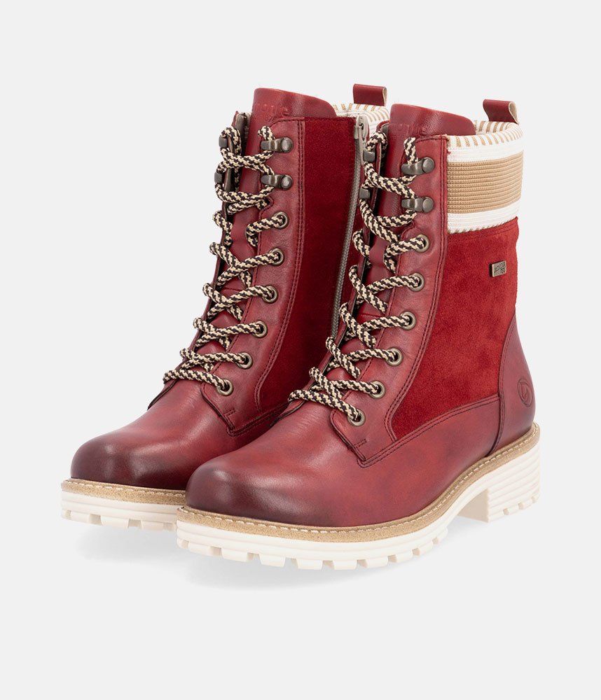 Remonte Gorgeous Red Water Resistant Ankle Boots