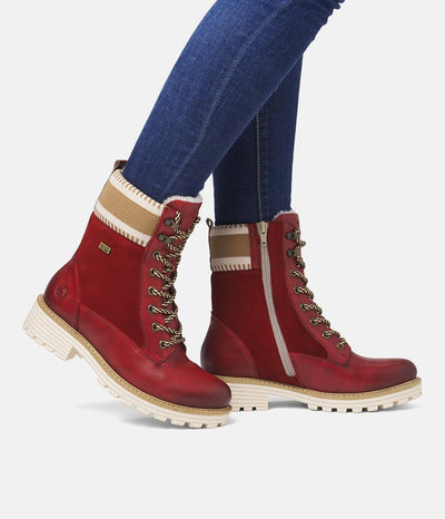 Remonte Gorgeous Red Water Resistant Ankle Boots