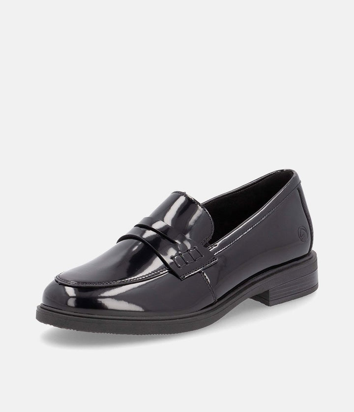 Remonte Sleek Black Patent Leather Loafers