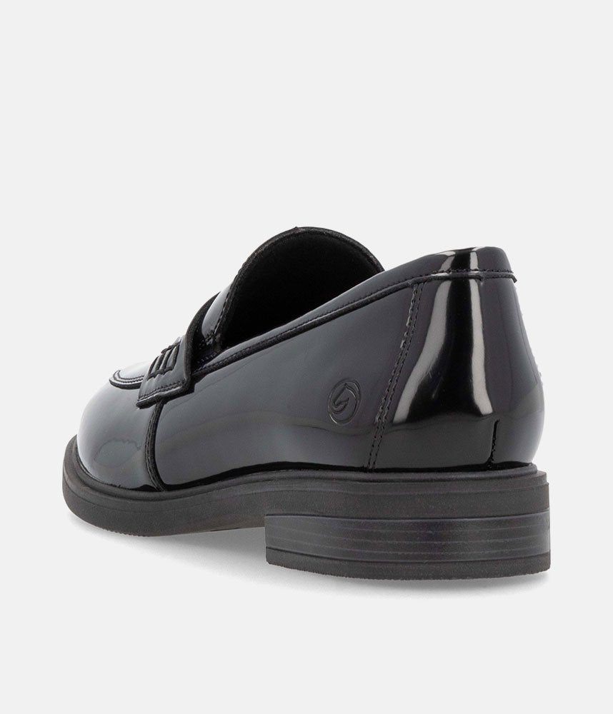 Remonte Sleek Black Patent Leather Loafers