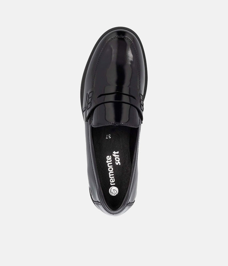 Remonte Sleek Black Patent Leather Loafers