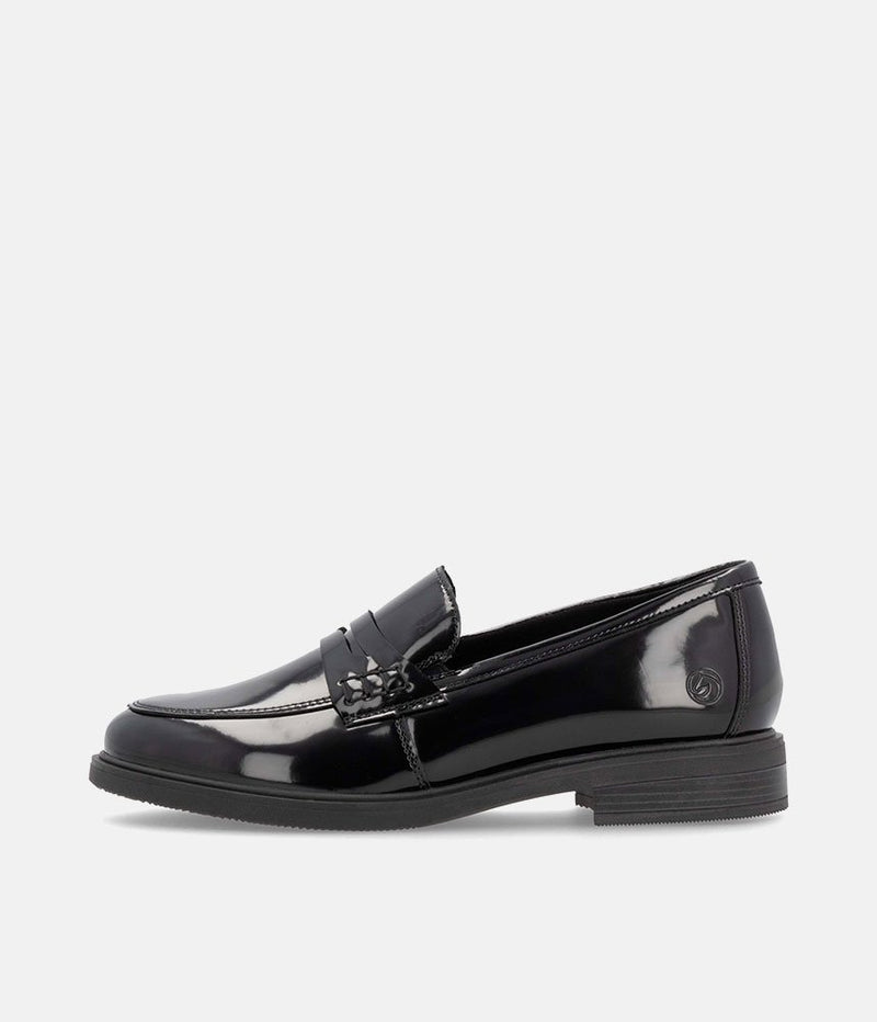 Remonte Sleek Black Patent Leather Loafers