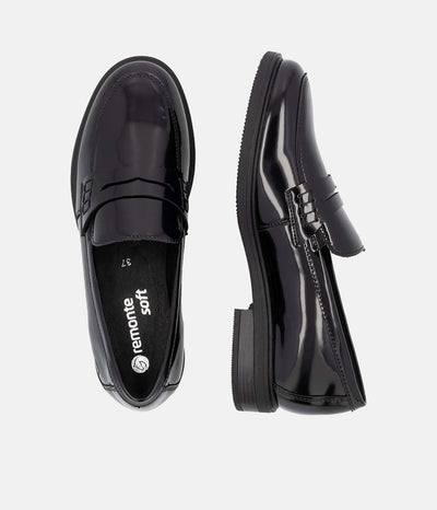 Remonte Sleek Black Patent Leather Loafers