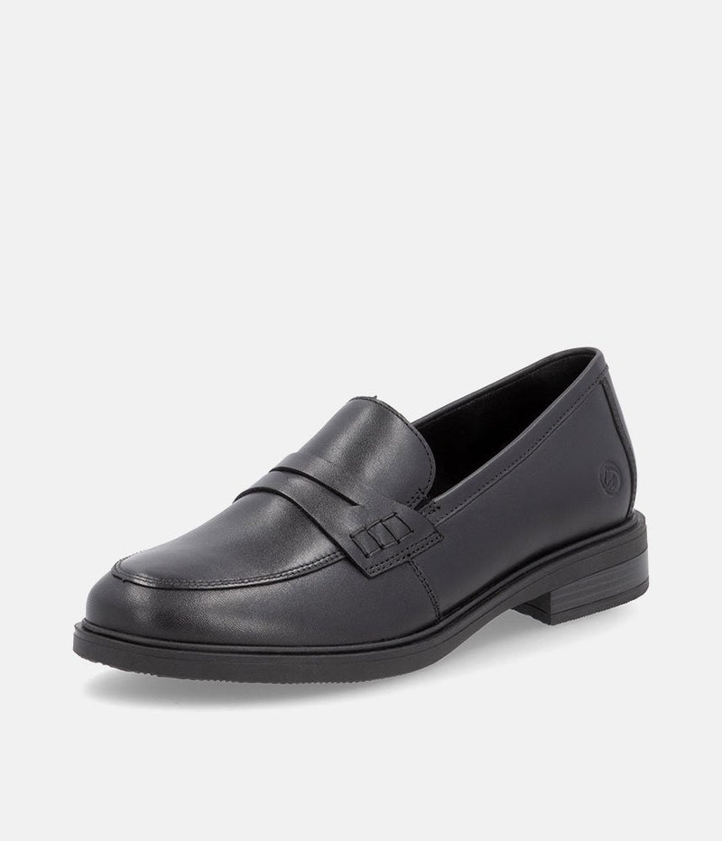 Remonte Classic Black Leather Penny Loafers