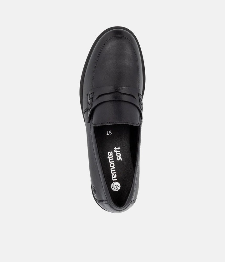 Remonte Classic Black Leather Penny Loafers