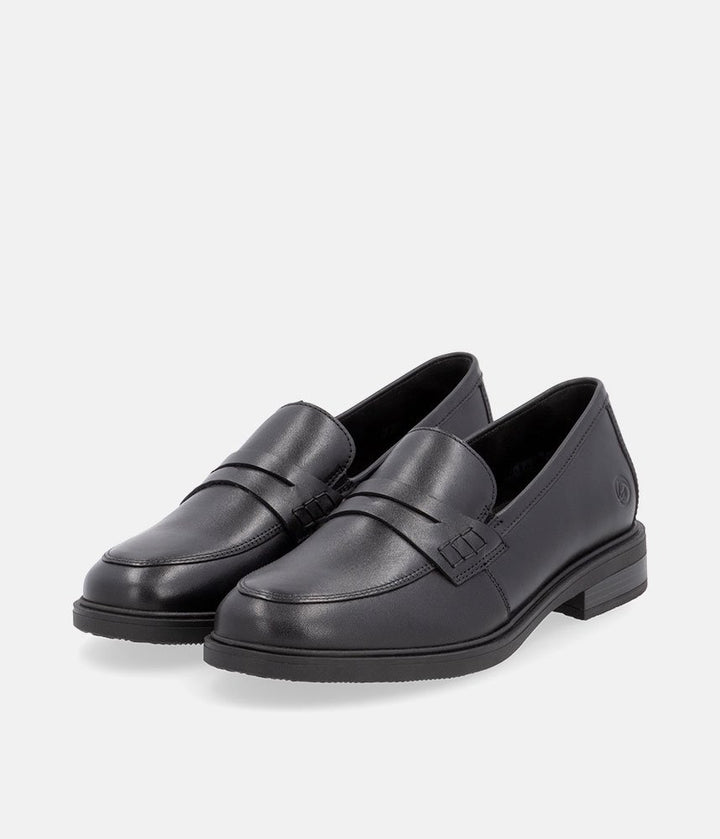 Remonte Classic Black Leather Penny Loafers