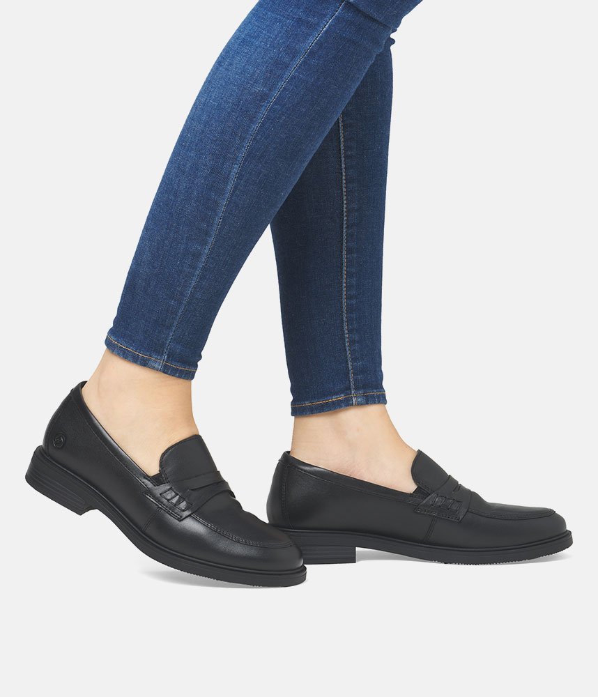 Remonte Classic Black Leather Penny Loafers