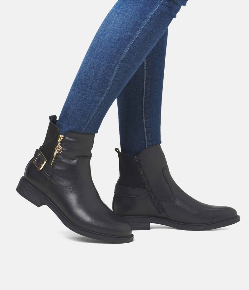 Remonte Versatile Black Leather Ankle Boots