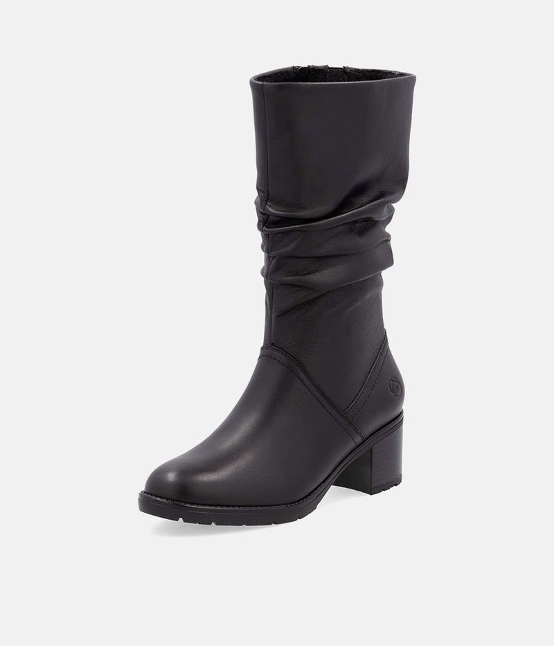 Remonte Gorgeous Black Ruched Long Boots