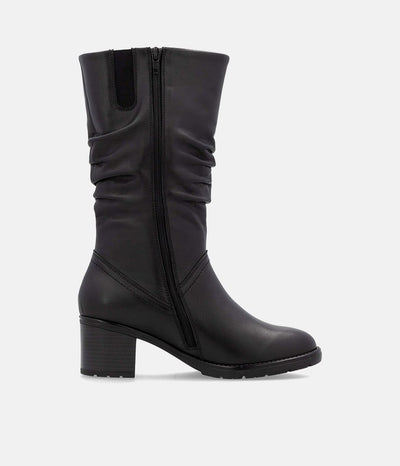 Remonte Gorgeous Black Ruched Long Boots