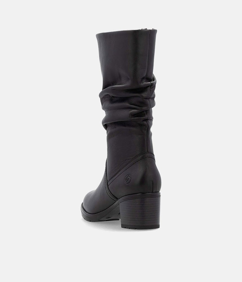 Remonte Gorgeous Black Ruched Long Boots