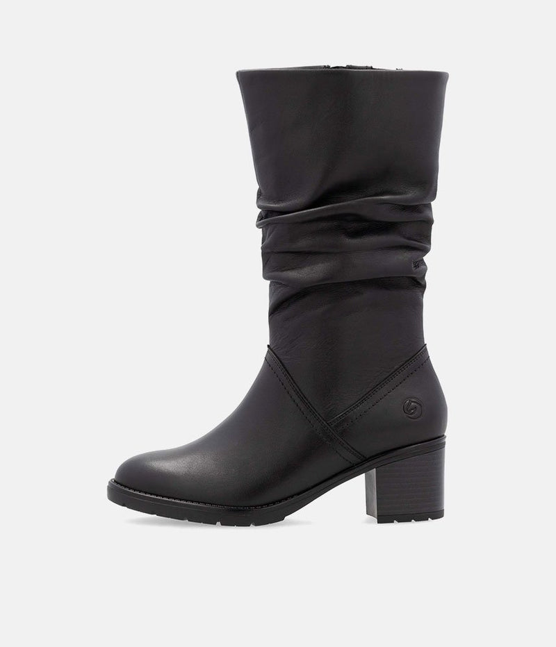 Remonte Gorgeous Black Ruched Long Boots