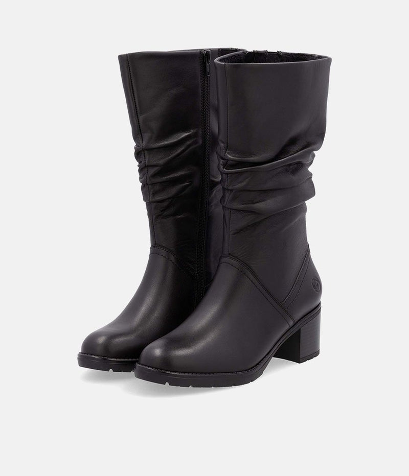 Remonte Gorgeous Black Ruched Long Boots