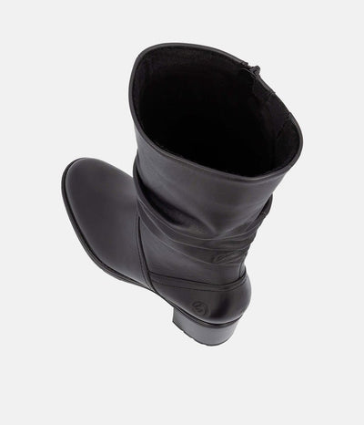 Remonte Gorgeous Black Ruched Long Boots