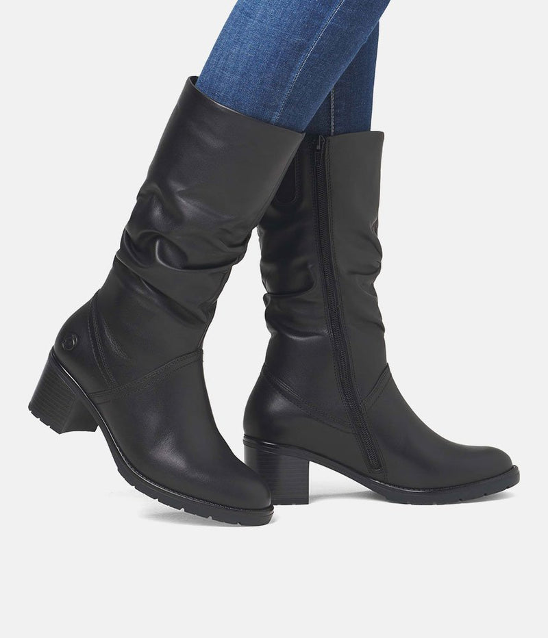 Remonte Gorgeous Black Ruched Long Boots