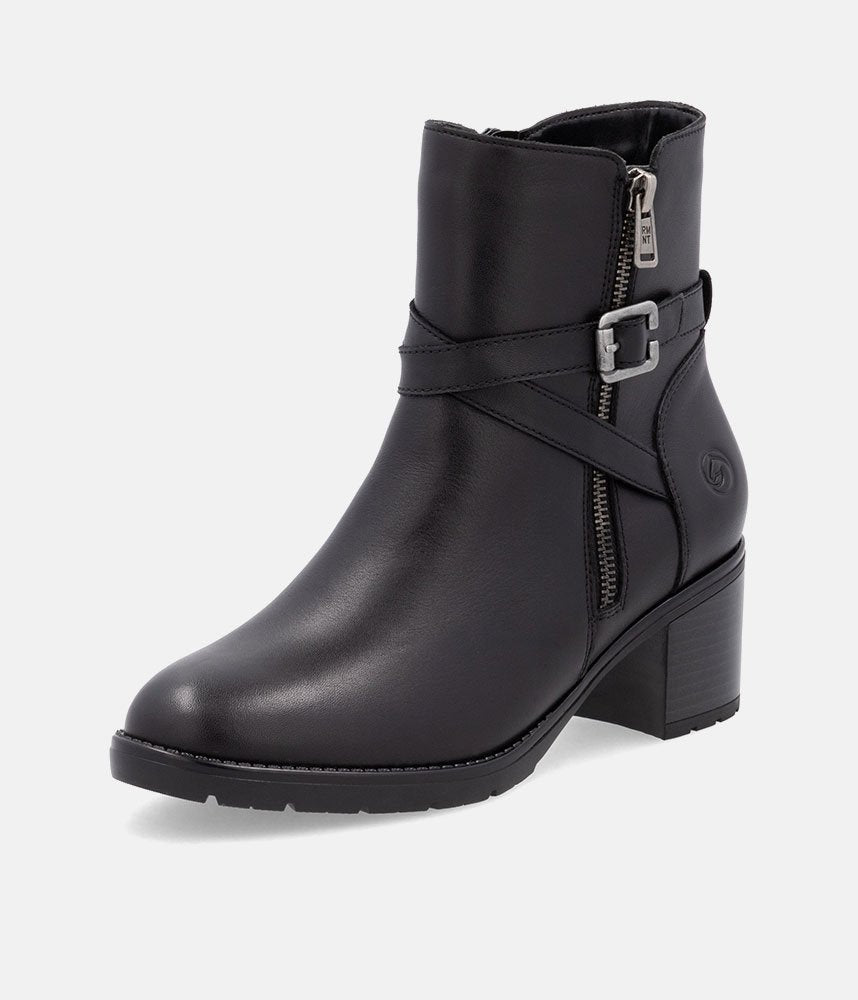 Remonte Fab Black Block Heel Ankle Boots