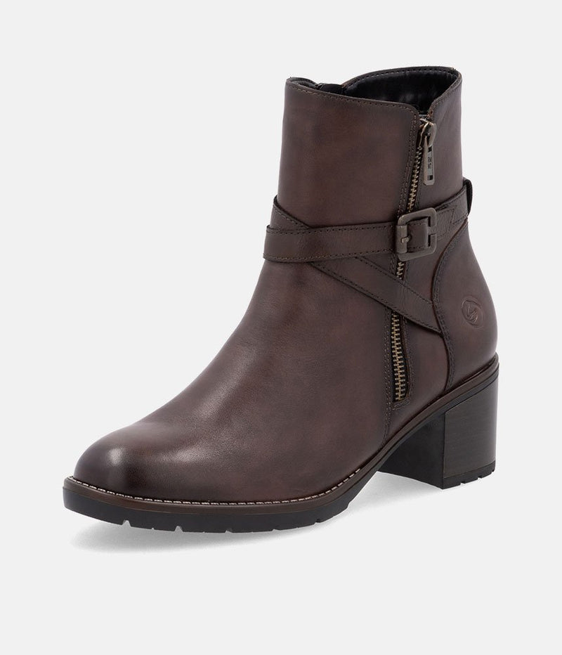 Remonte Fab Brown Block Heel Ankle Boots