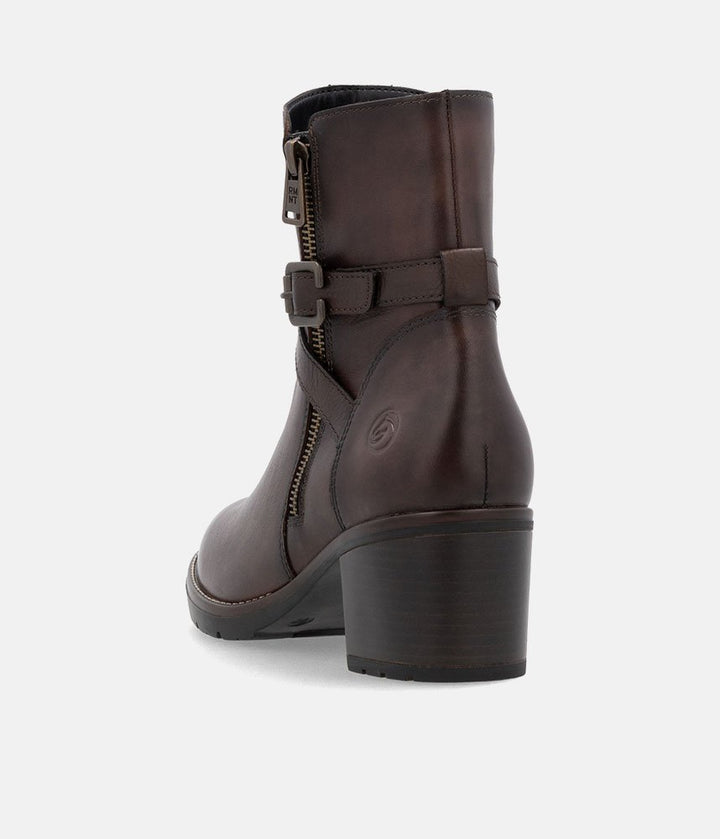 Remonte Fab Brown Block Heel Ankle Boots