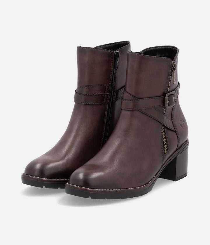 Remonte Fab Brown Block Heel Ankle Boots