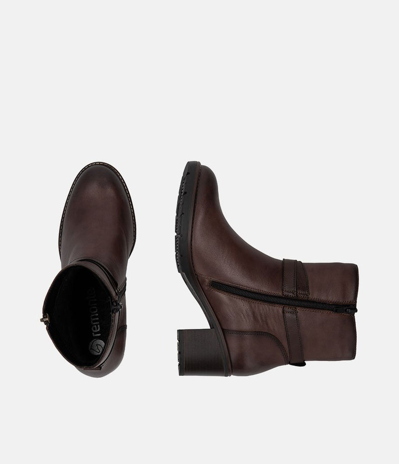 Remonte Fab Brown Block Heel Ankle Boots