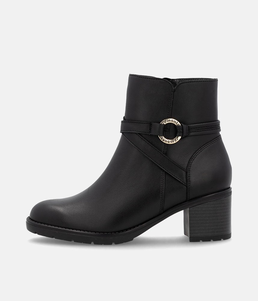 Remonte Chic Black Block Heel Ankle Boots