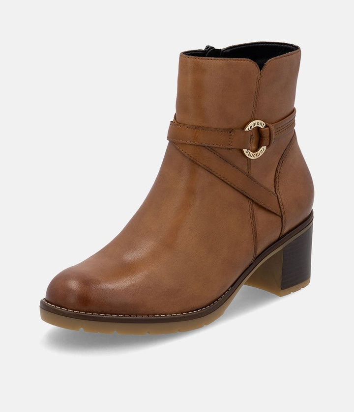 Remonte Chic Brown Block Heel Ankle Boots