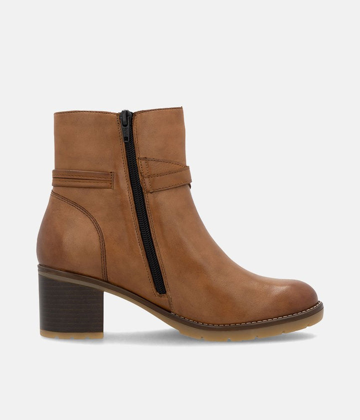 Remonte Chic Brown Block Heel Ankle Boots