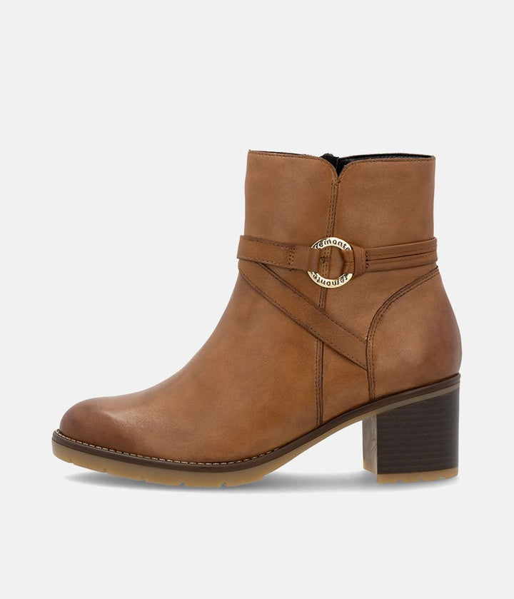 Remonte Chic Brown Block Heel Ankle Boots