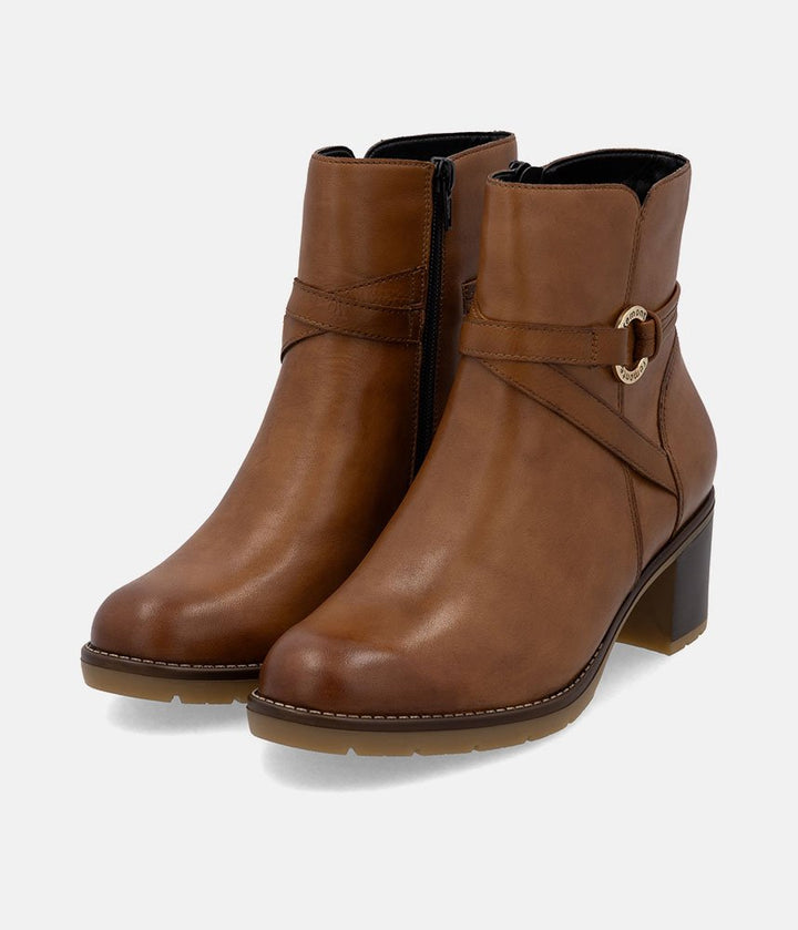 Remonte Chic Brown Block Heel Ankle Boots