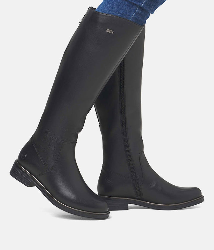 Remonte Beautiful Black Leather Long Boots