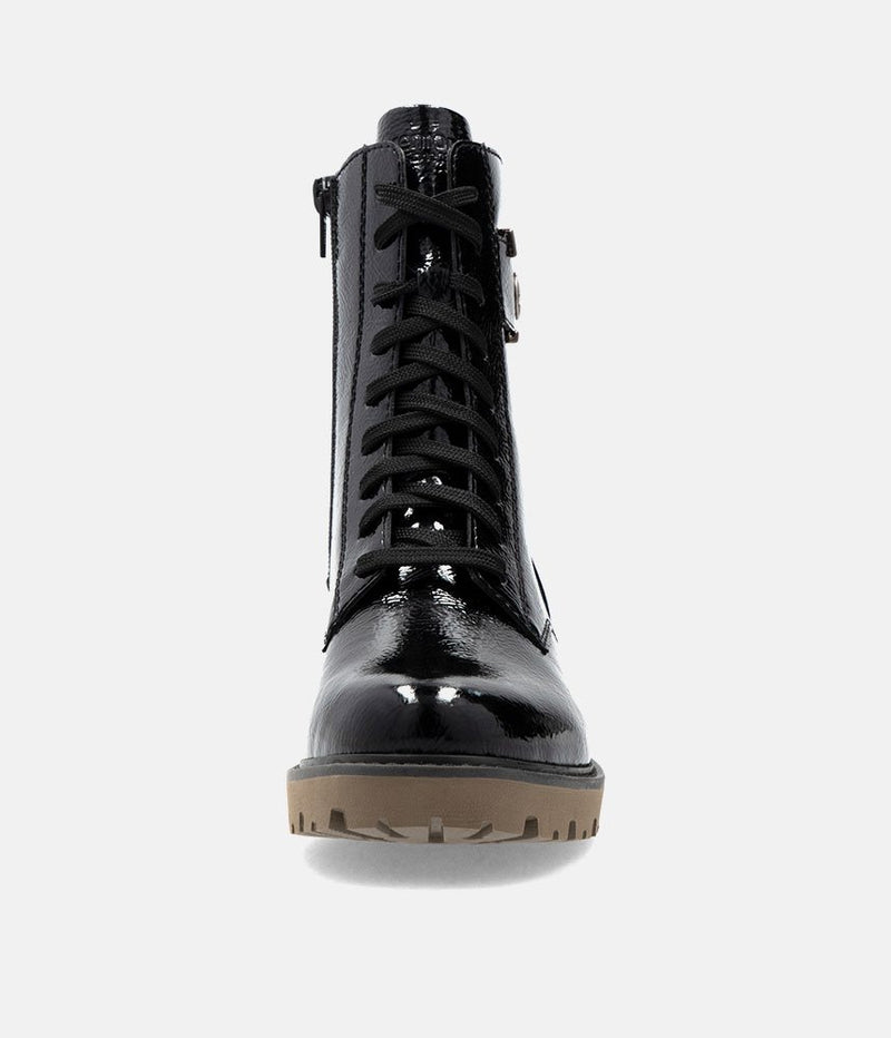 Remonte Trendy Black Patent Lace Up Boots