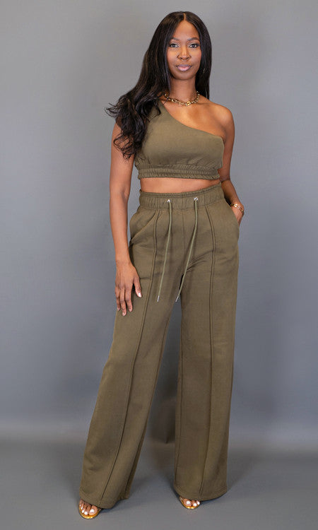 City Vibes One Shoulder Top - Olive