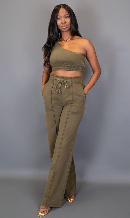 City Vibes One Shoulder Top - Olive