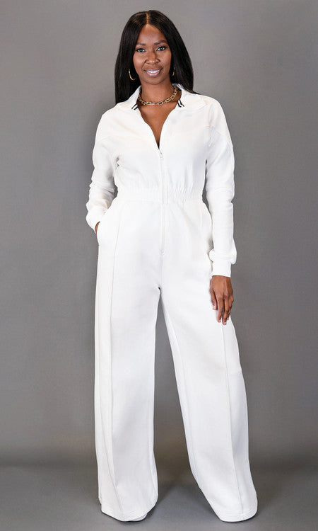 Every Day Sweat Jumpsuit - White