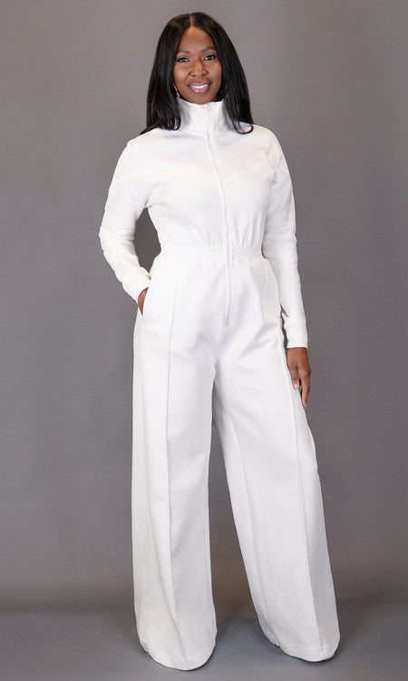 Every Day Sweat Jumpsuit - White