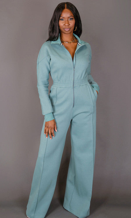 Every Day Sweat Jumpsuit - Teal