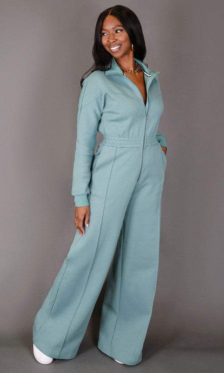 Every Day Sweat Jumpsuit - Teal