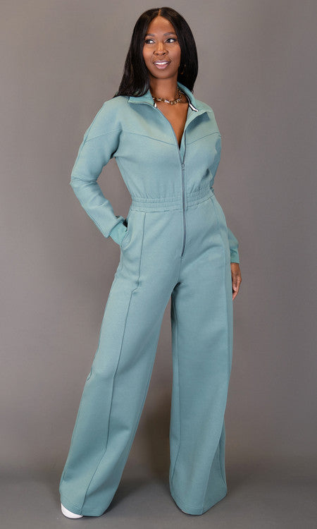 Every Day Sweat Jumpsuit - Teal