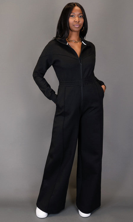 Every Day Sweat Jumpsuit - Black