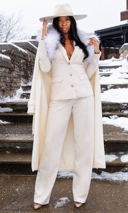 So Fancy Belted Coat - Ivory