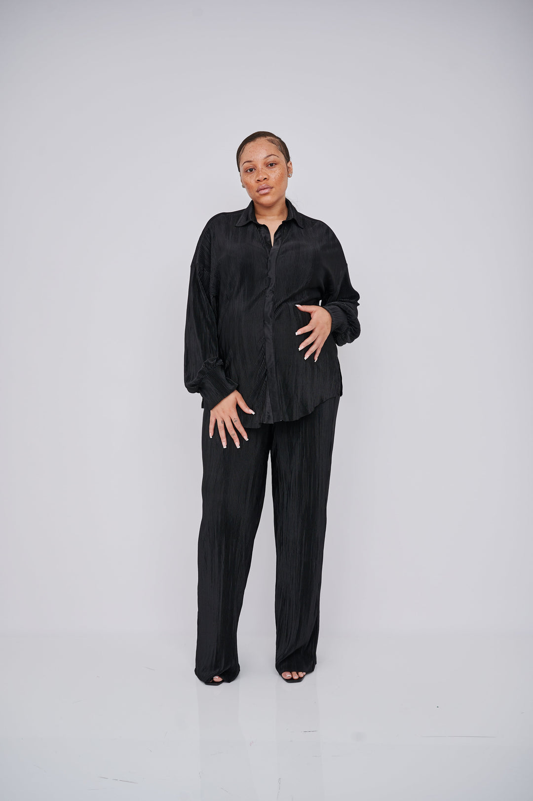 Kaia Tall Maternity Plisse Trouser in Black (Trousers Only)