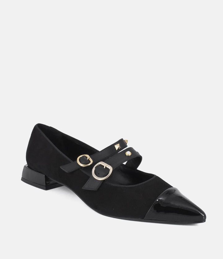 Dansi Chic Black Suede Flats