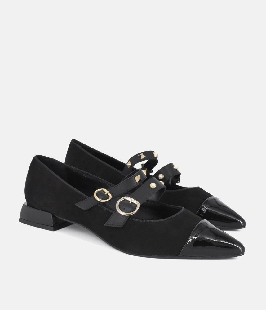 Dansi Chic Black Suede Flats